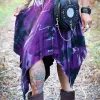 Hand-dyed tie-dye skirt in violet tones with flowing irregular silhouette. Lightweight, comfortable and one of a kind.