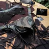 ORION Belt Bag – Black & Gold Leather Belt Bag with Blue Labradorite | Siga Tribal