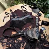 ORION Belt Bag – Black & Gold Leather Belt Bag with Blue Labradorite | Siga Tribal