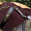 ORION Belt Bag – Black & Gold Leather Belt Bag with Blue Labradorite | Siga Tribal