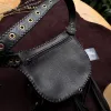 ORION Belt Bag – Black & Gold Leather Belt Bag with Blue Labradorite | Siga Tribal