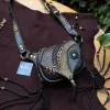 ORION Belt Bag – Black & Gold Leather Belt Bag with Blue Labradorite | Siga Tribal