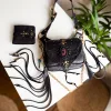 Snake embossed black leather shoulder bag by SIGA Tribal