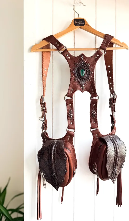 Festival leather holster bag worn on the body