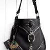 One of a kind black leather shoulder bag SIGA Tribal