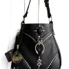 One of a kind black leather shoulder bag SIGA Tribal