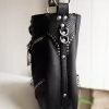 One of a kind black leather shoulder bag SIGA Tribal