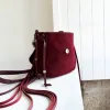 Mystic Wine suede leather fringe bag handmade by Siga Tribal