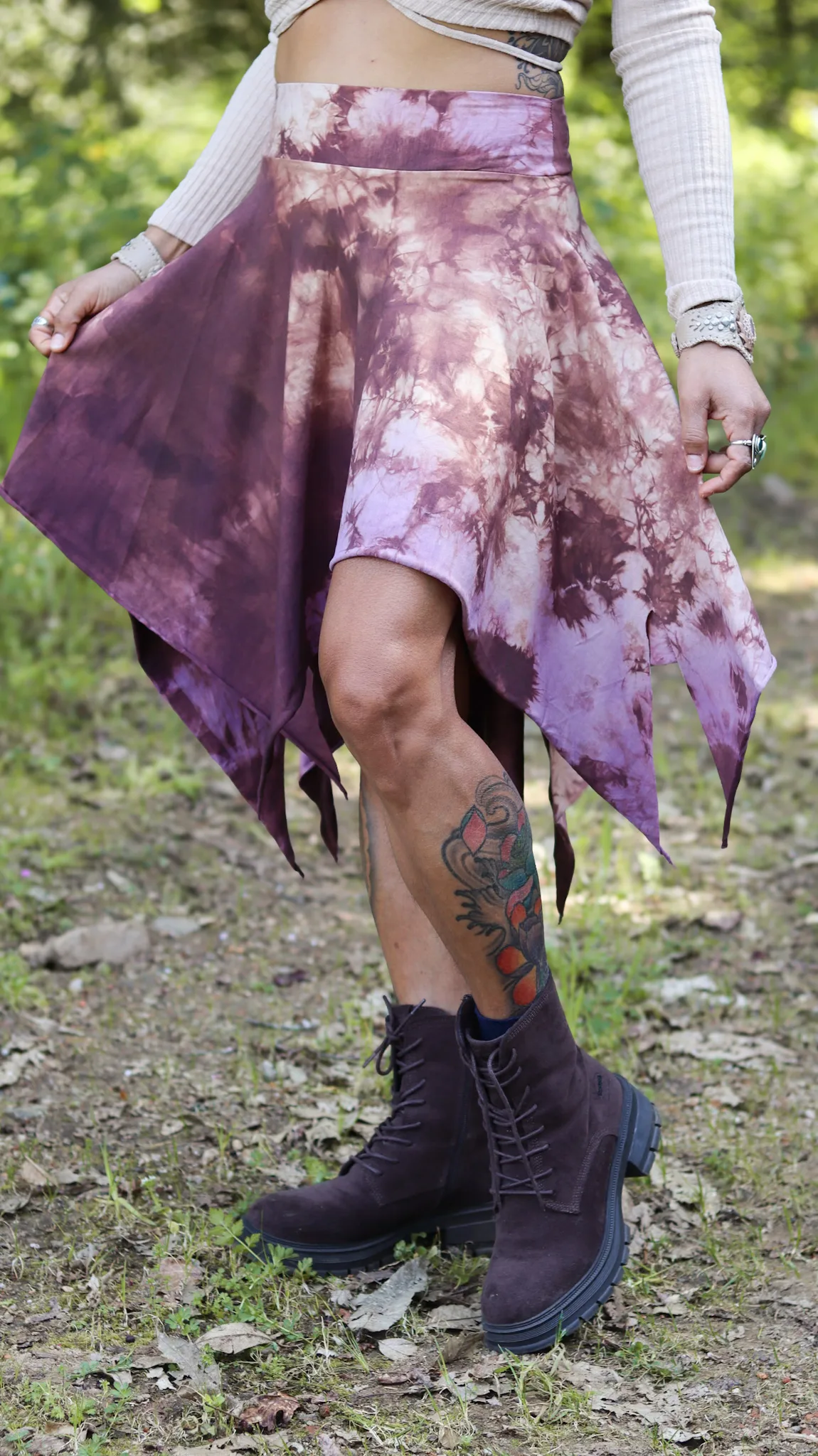 Hand dyed fabric detail in organic tones · SIGA Tribal