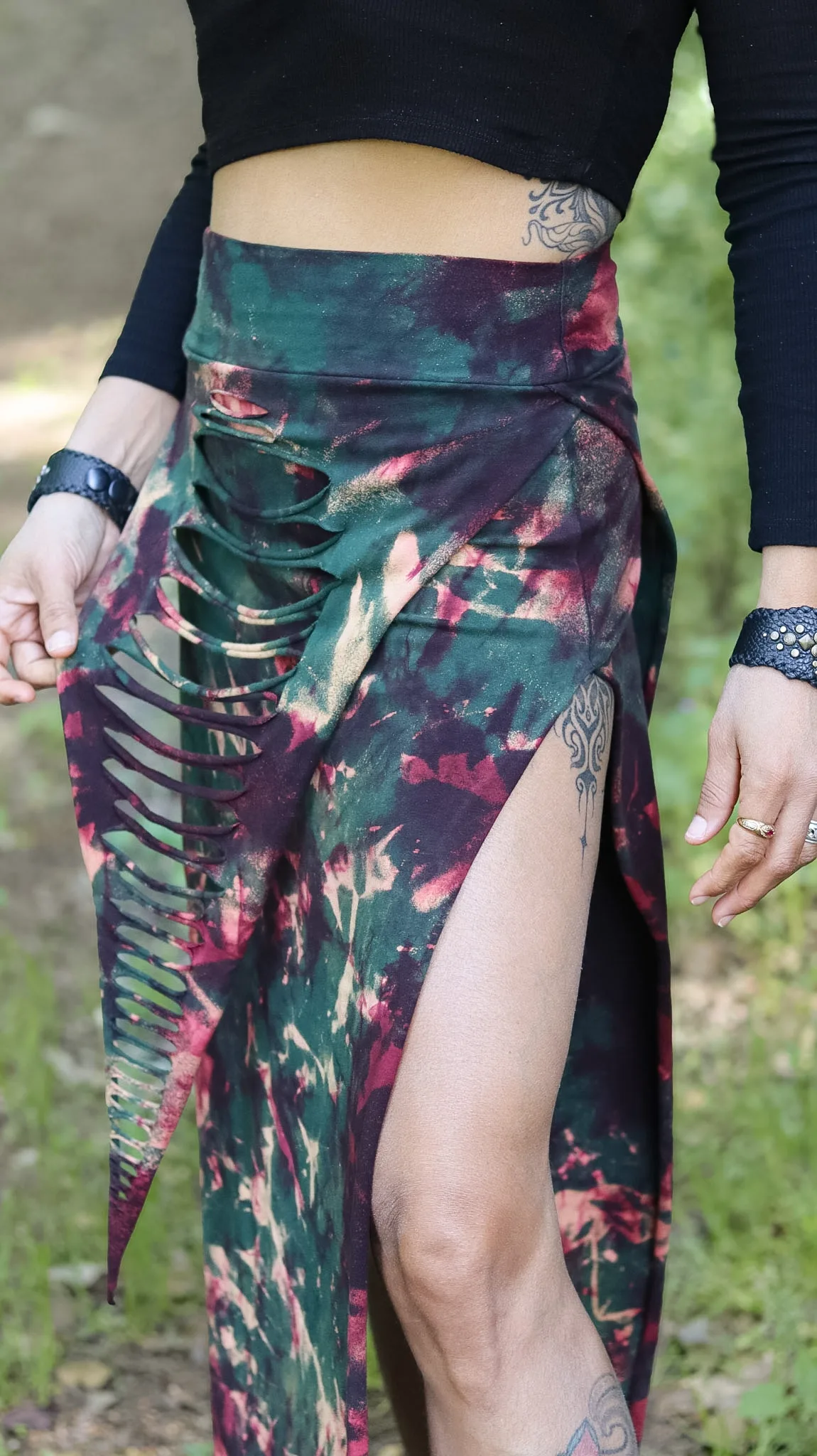 Flames maxi skirt tie dye earth tones SIGA Tribal