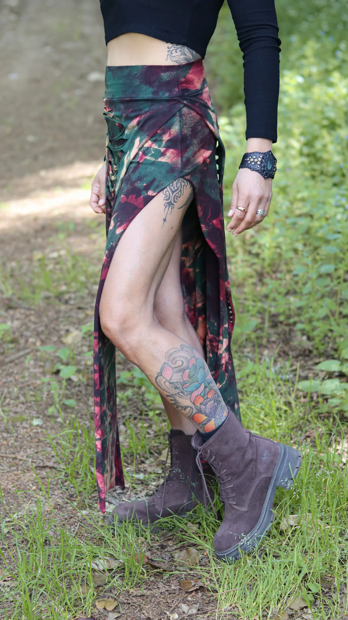 Flames maxi skirt tie dye earth tones SIGA Tribal