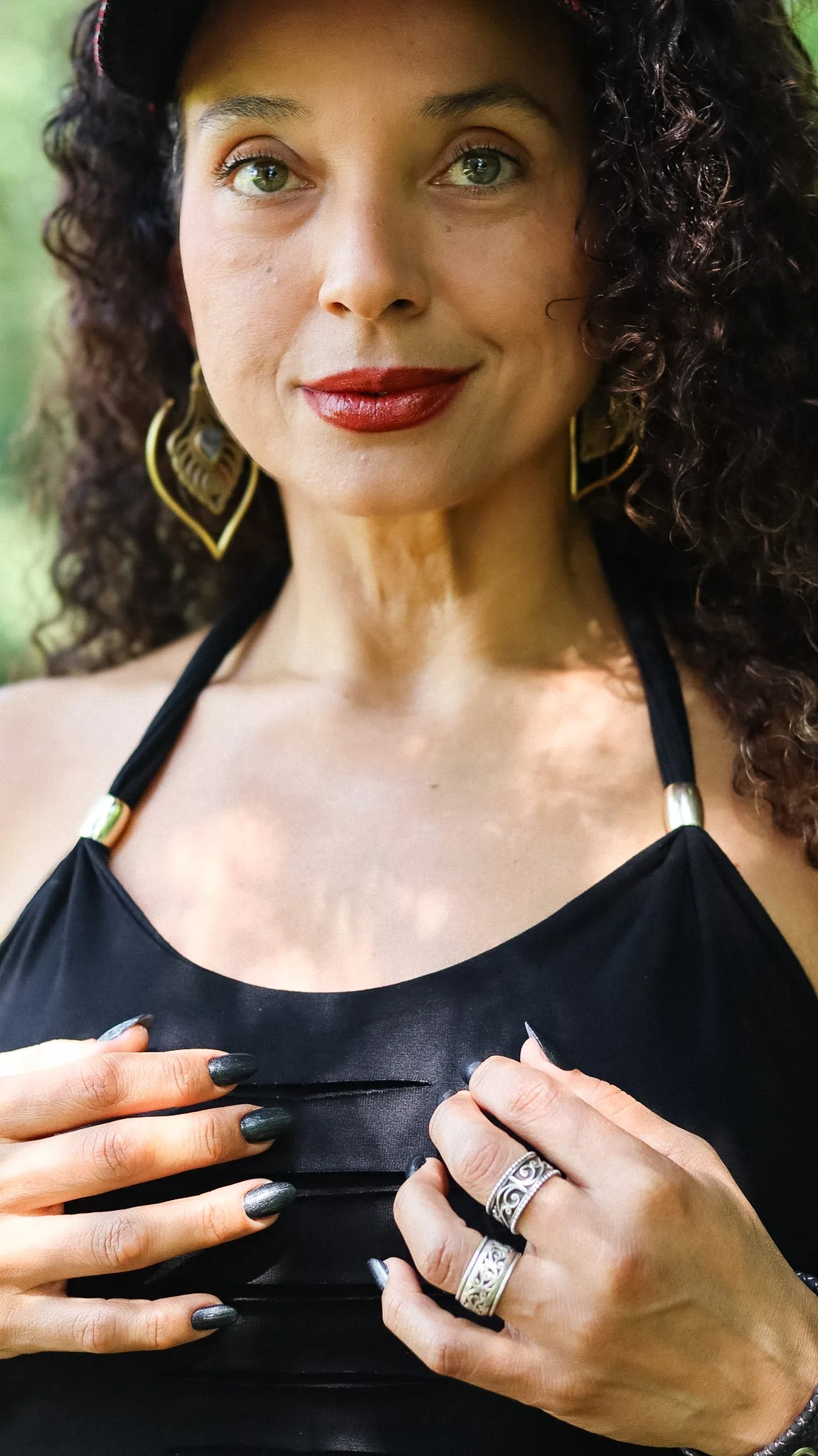 Stretch black halter top with open back by SIGA TRIBAL
