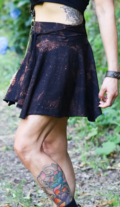 Fire Fae Mini Skirt by Siga Tribal featuring hand-dyed Iron Fire black and copper tones